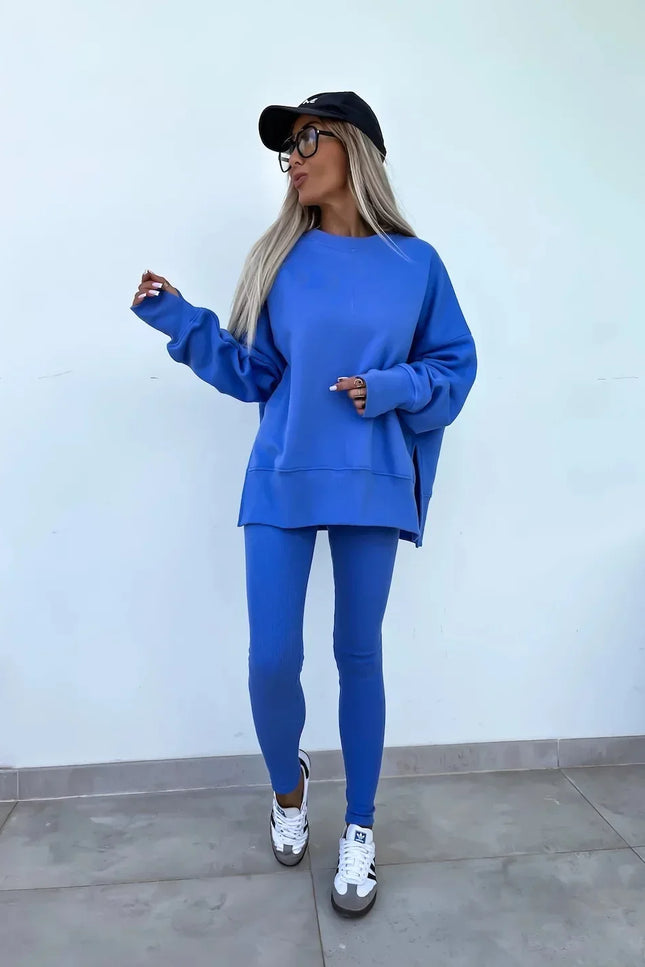 Two-Piece Knitted Lounge Set - Blue