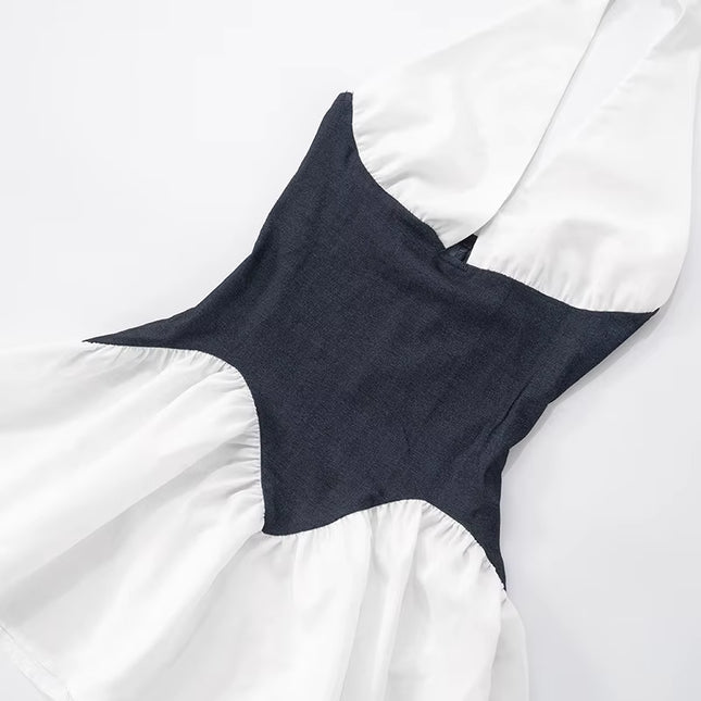 Patchwork Halter Mini Dress