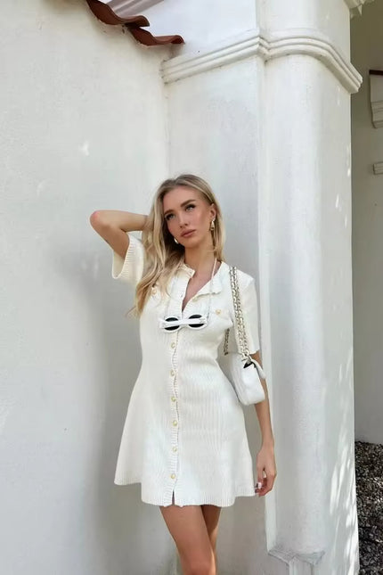 Knit Button-Front Mini Dress
