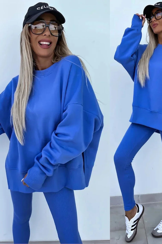 Two-Piece Knitted Lounge Set - Blue