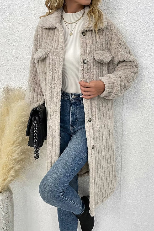 Plush Textured Long Coat