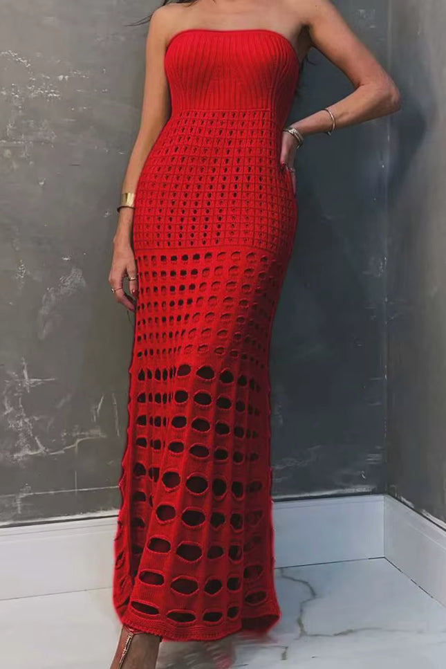 Knit Hollow-Out Tube Dress