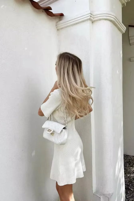 Knit Button-Front Mini Dress