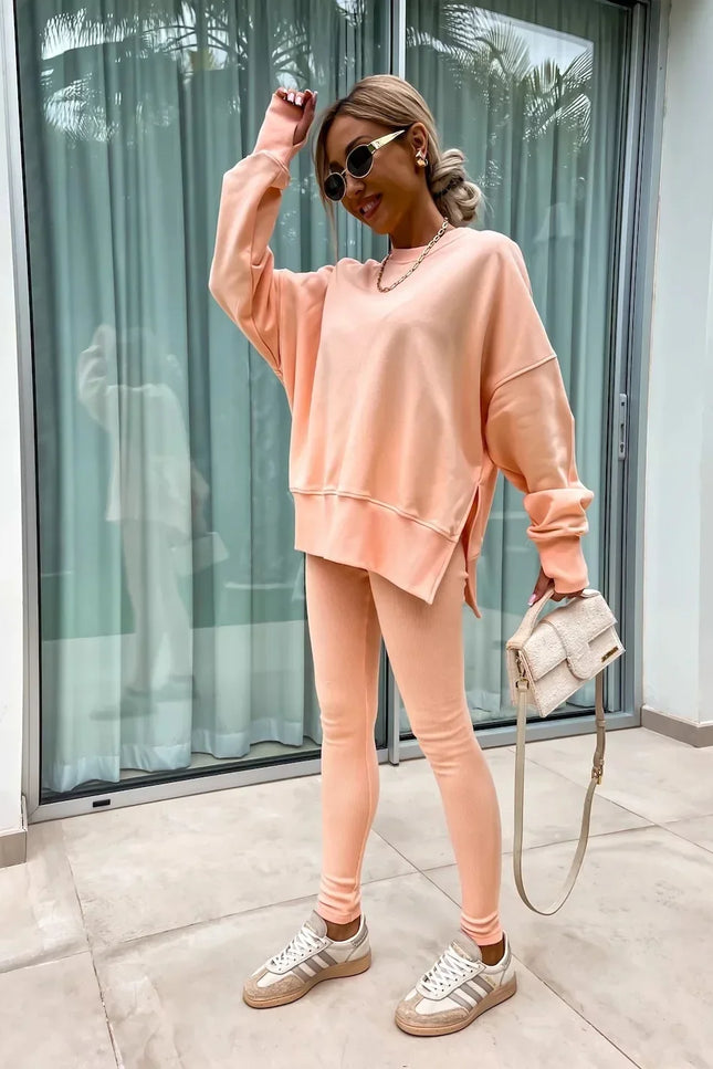 Two-Piece Knitted Lounge Set - Orange