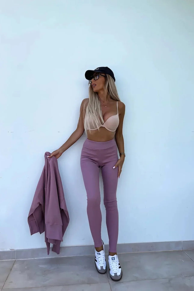 Two-Piece Knitted Lounge Set - Purple
