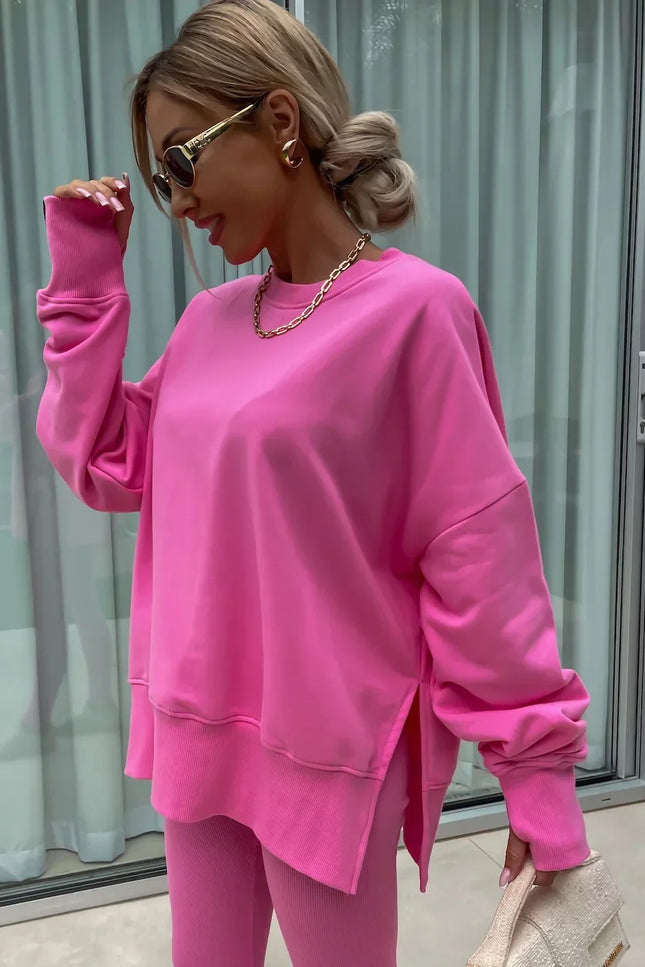 Two-Piece Knitted Lounge Set - Pink