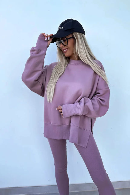 Two-Piece Knitted Lounge Set - Purple