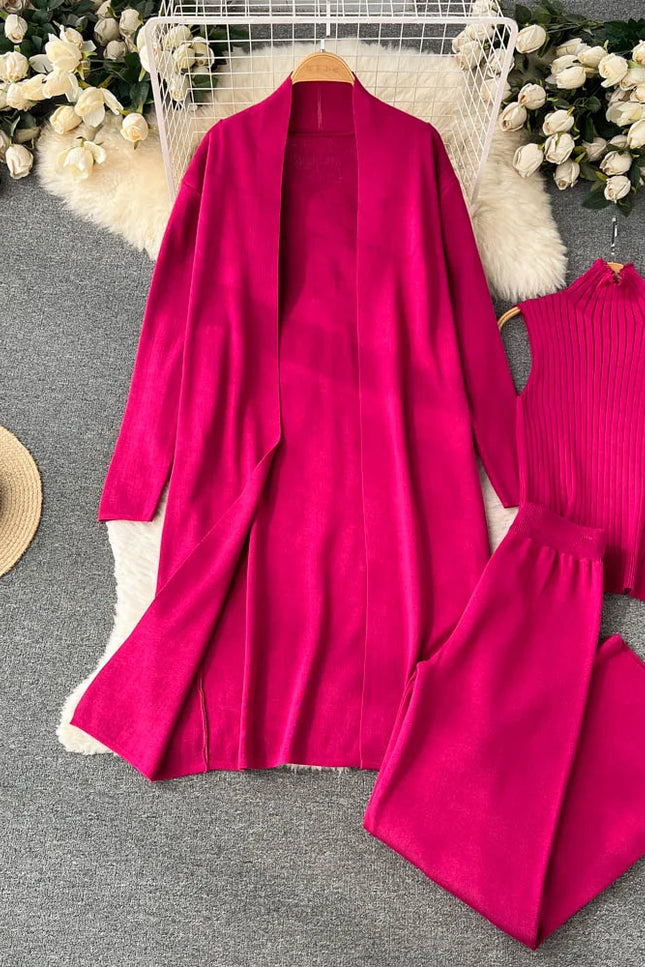 3 Piece Knitted Loungewear Set - One Size (S-L)