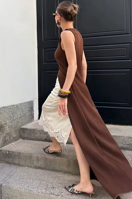 Sleeveless Knit Maxi Cardigan