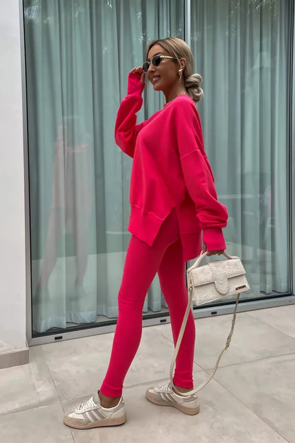 Two-Piece Knitted Lounge Set - Red