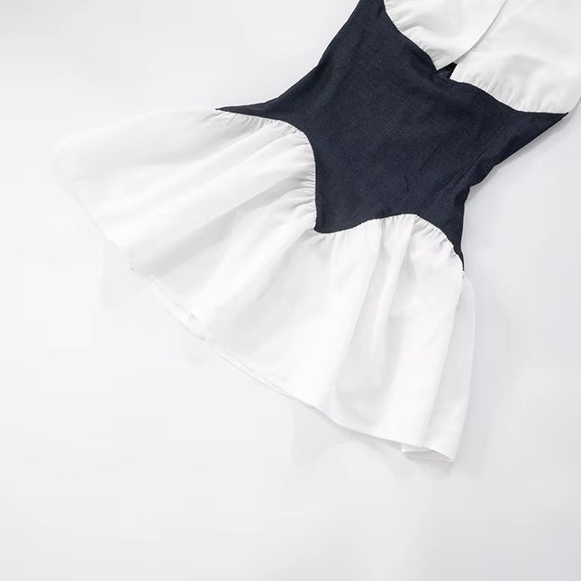 Patchwork Halter Mini Dress