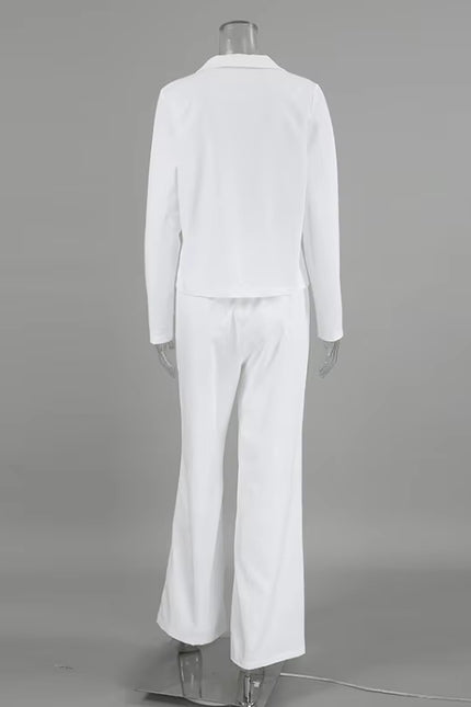 Lace-Up Shirt & Wide-Leg Pants Set