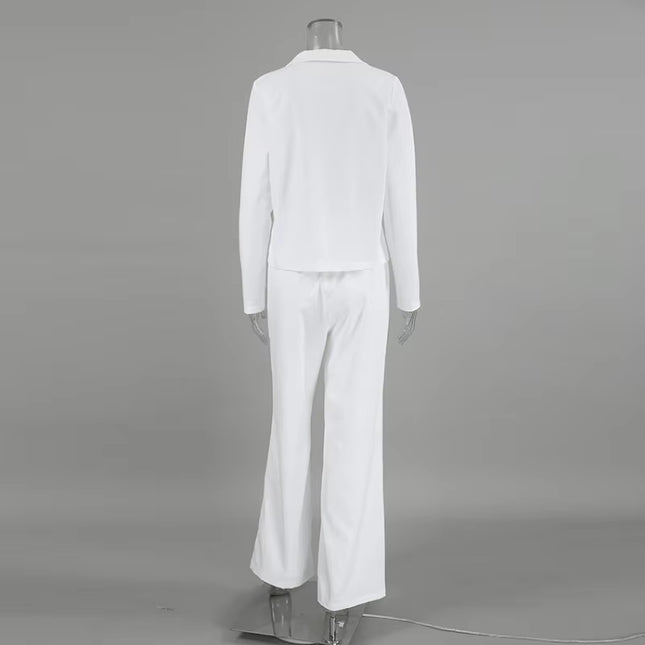 Lace-Up Shirt & Wide-Leg Pants Set