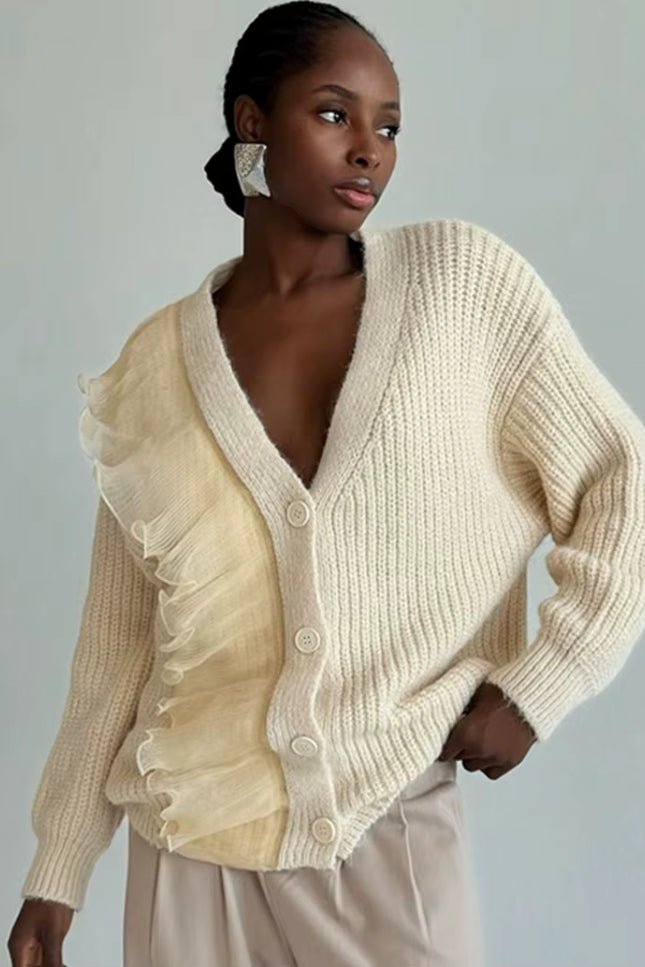 Lace Patchwork Knit Cardigan