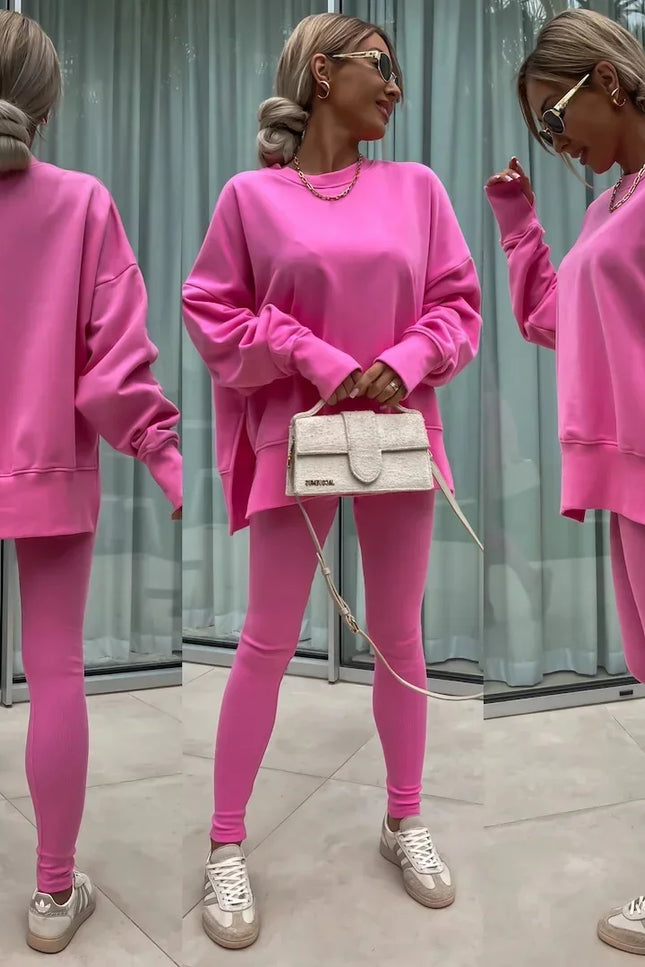 Two-Piece Knitted Lounge Set - Pink