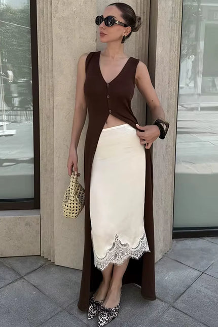 Sleeveless Knit Maxi Cardigan