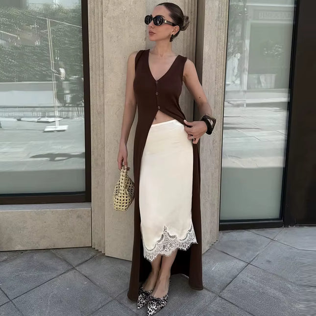 Sleeveless Knit Maxi Cardigan