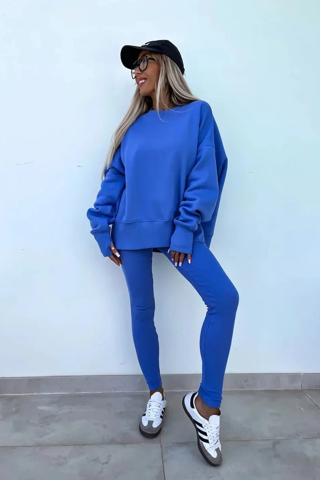 Two-Piece Knitted Lounge Set - Blue