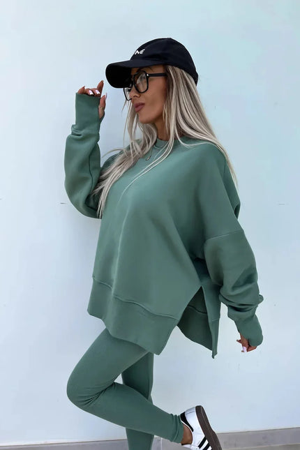 Two-Piece Knitted Lounge Set - Green