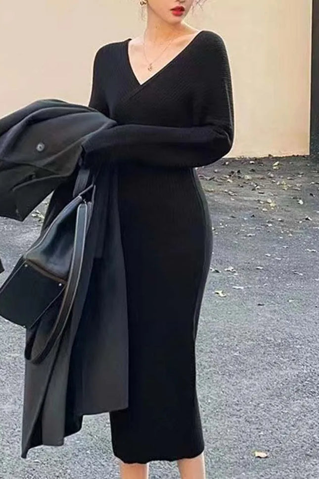 Elegant Bodycon Sweater Dress - One Size (S-L)