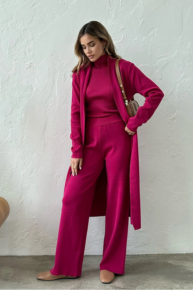 3 Piece Knitted Loungewear Set - One Size (S-L)