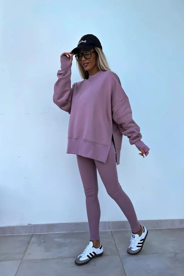 Two-Piece Knitted Lounge Set - Purple