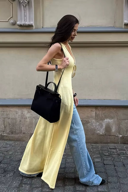 Sleeveless Knit Maxi Cardigan