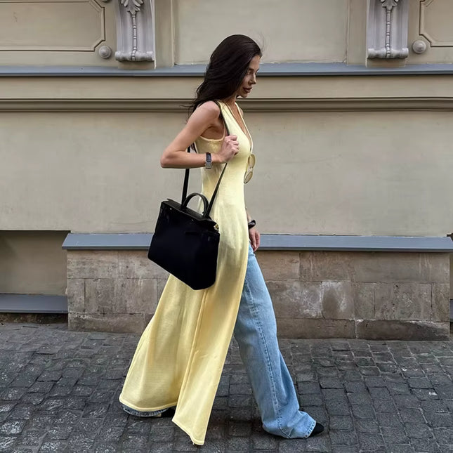 Sleeveless Knit Maxi Cardigan