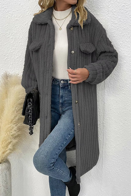 Plush Textured Long Coat