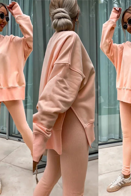 Two-Piece Knitted Lounge Set - Orange