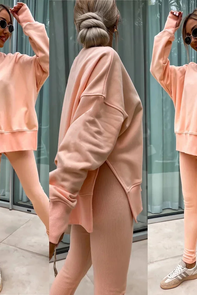 Two-Piece Knitted Lounge Set - Orange