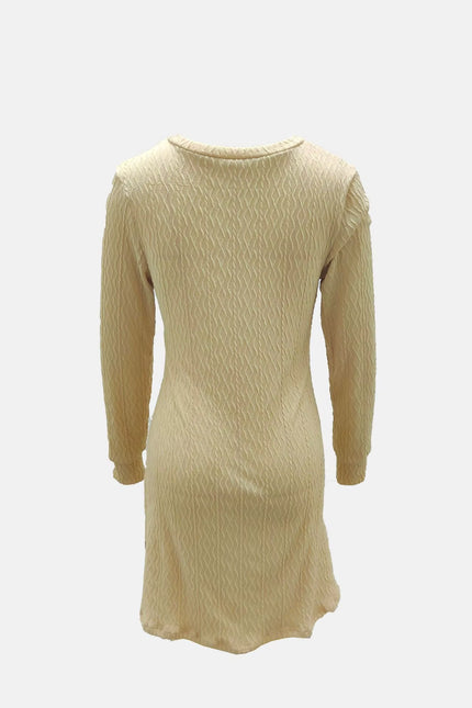 Textured V-Neck A-Line Dress