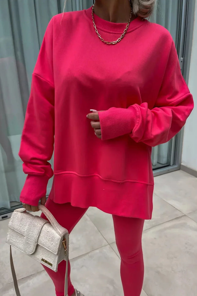 Two-Piece Knitted Lounge Set - Red