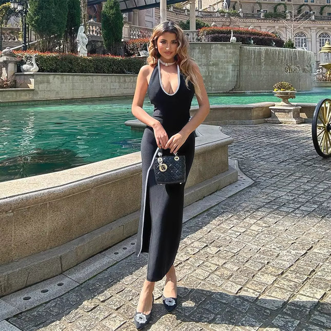 Halter Neck Slit Maxi Dress