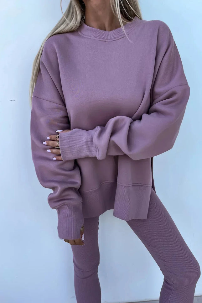 Two-Piece Knitted Lounge Set - Purple