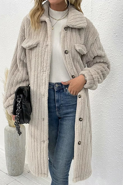 Plush Textured Long Coat