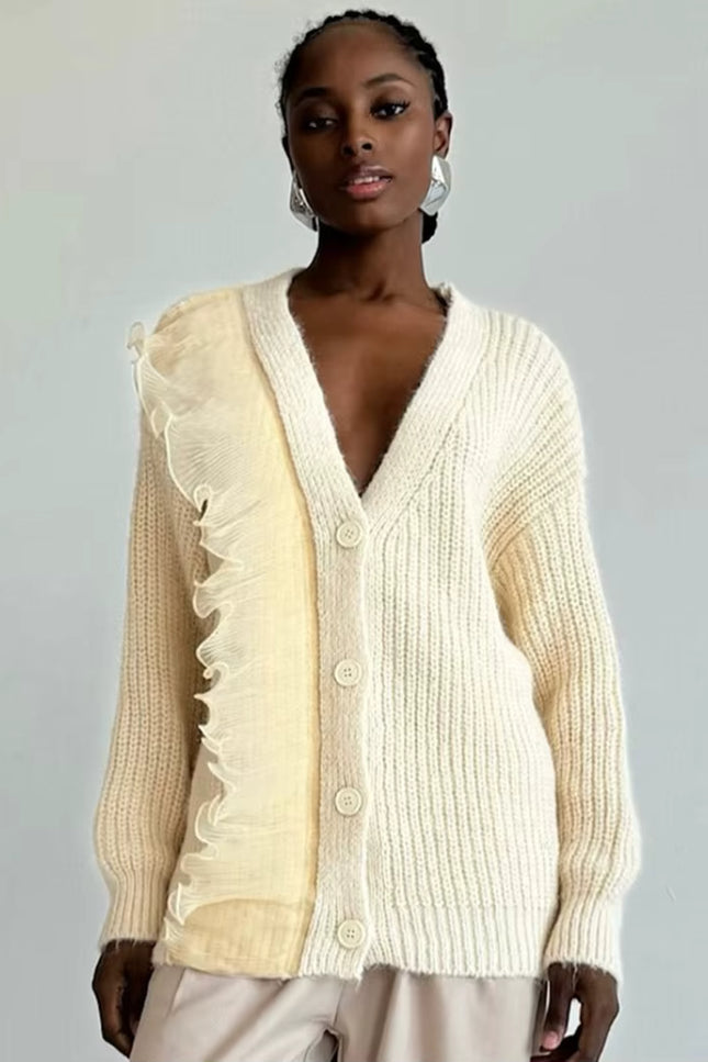 Lace Patchwork Knit Cardigan