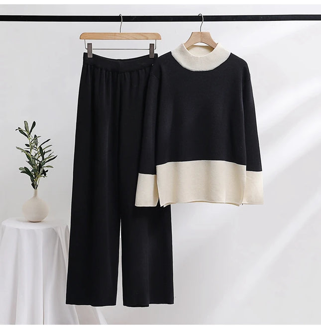Elegant Knitted Two-Piece Set - One Size (S-L)