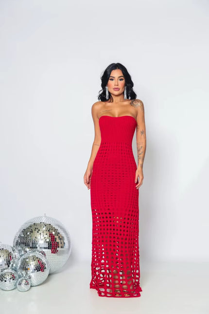Knit Hollow-Out Tube Dress