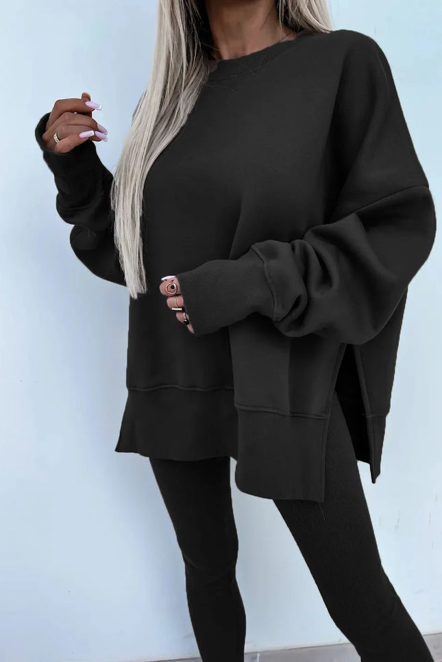 Two-Piece Knitted Lounge Set - Black