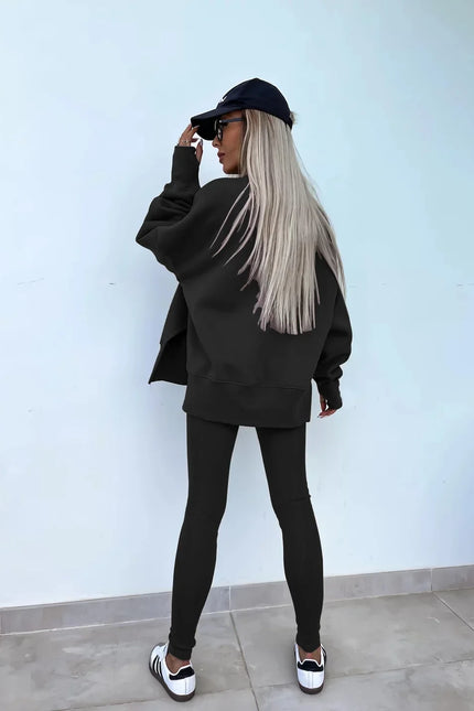 Two-Piece Knitted Lounge Set - Black