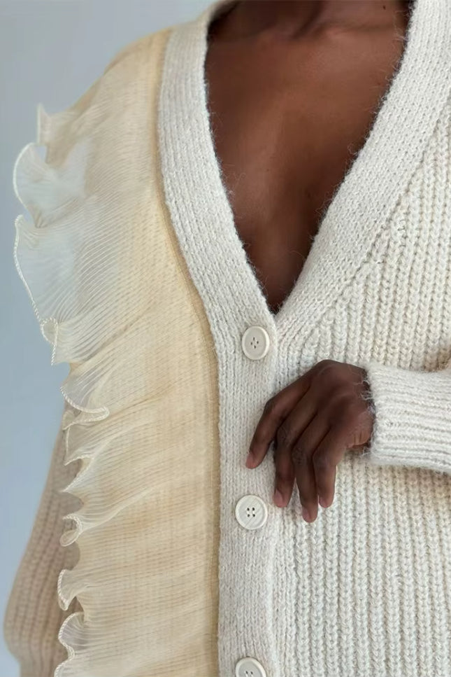 Lace Patchwork Knit Cardigan