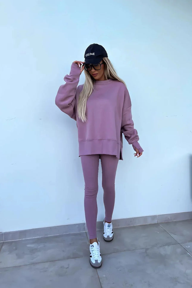 Two-Piece Knitted Lounge Set - Purple