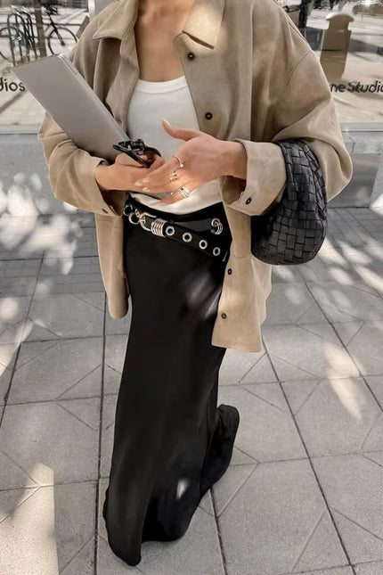 Belted Suede-Look Jacket