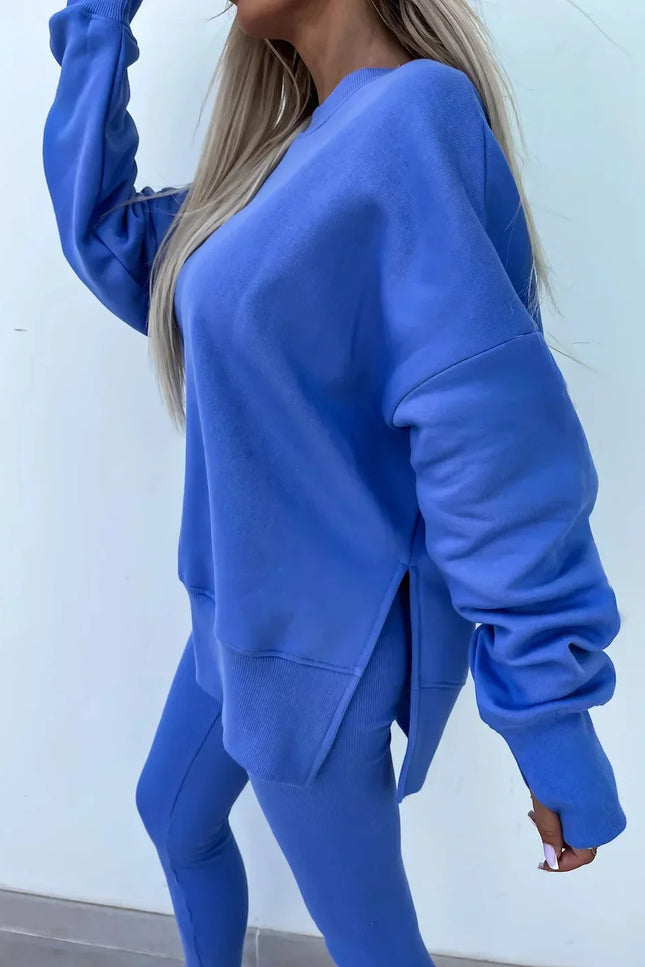 Two-Piece Knitted Lounge Set - Blue