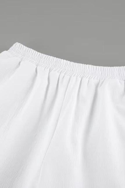 Lace-Up Shirt & Wide-Leg Pants Set
