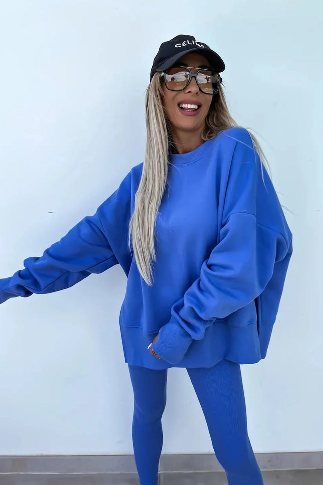 Two-Piece Knitted Lounge Set - Blue