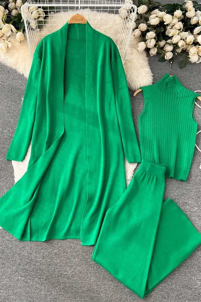 3 Piece Knitted Loungewear Set - One Size (S-L)