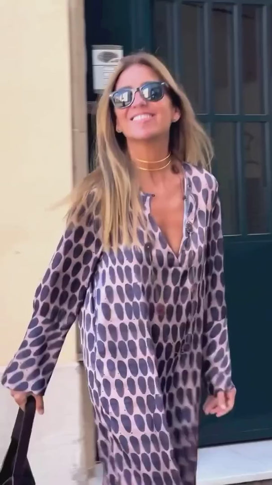 Geometric V-Neck Summer Dress