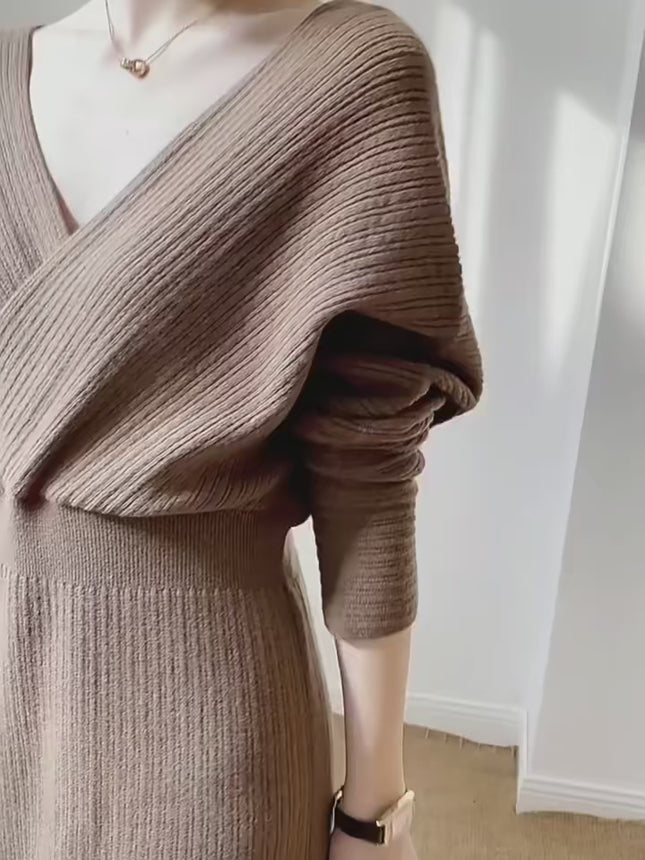 Elegant Bodycon Sweater Dress - One Size (S-L)